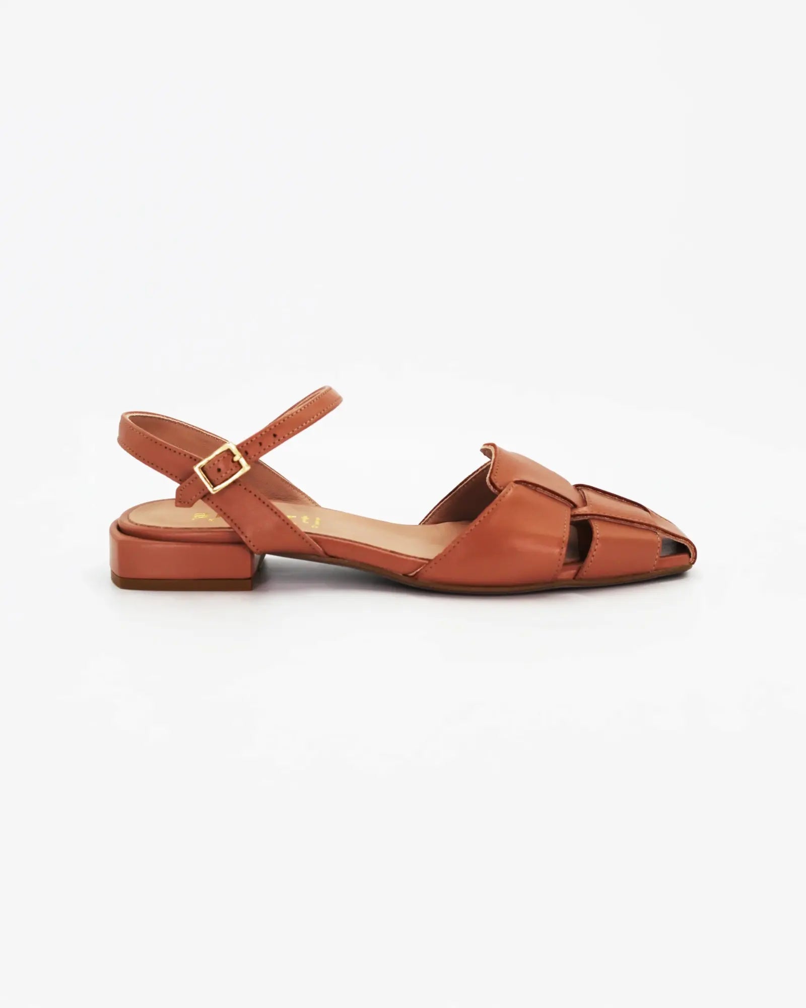 Women's woven sandal in calf leather praline light brown | Women