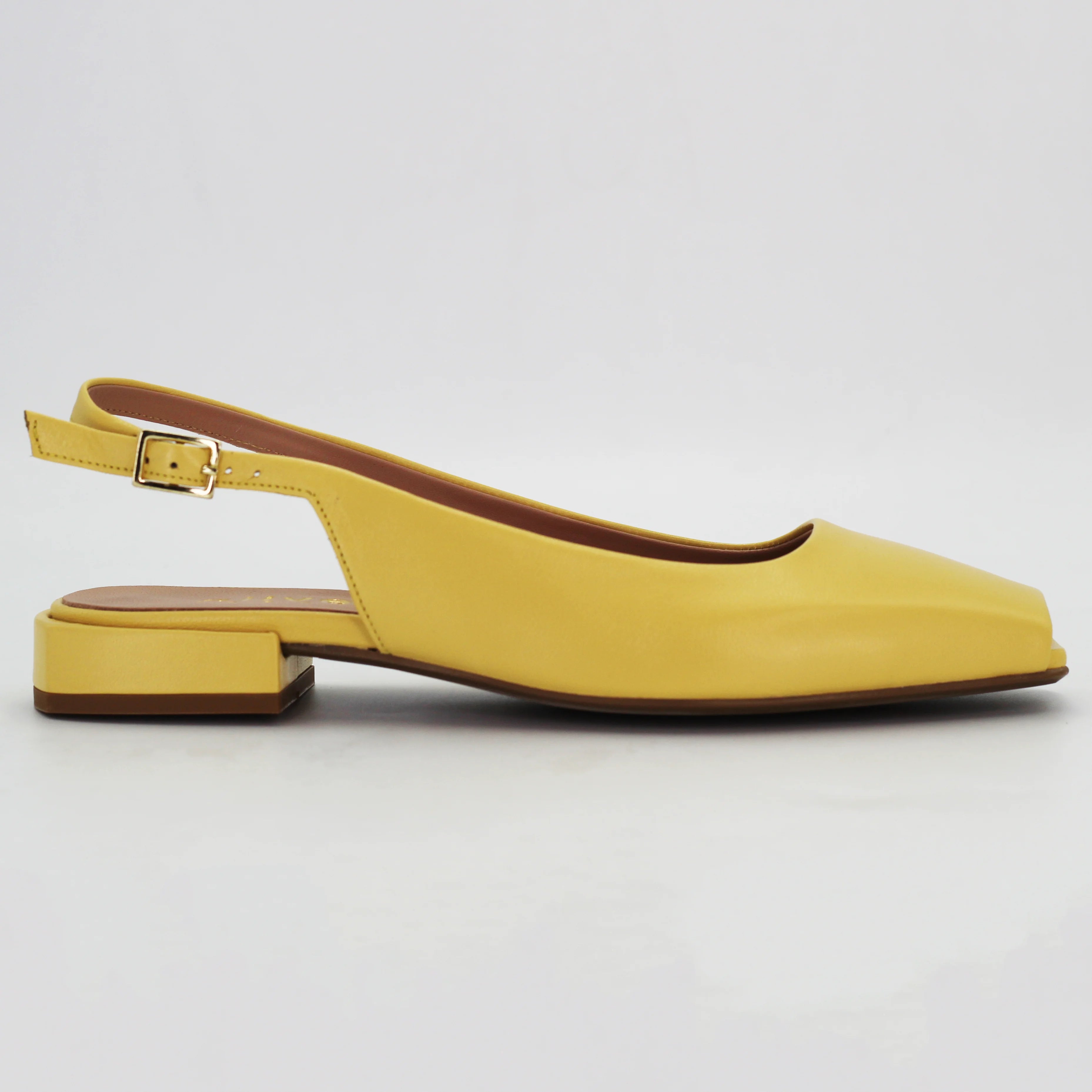 Women's slingback sandal in calf leather light yellow | Women