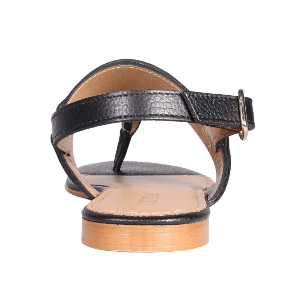 Ladies Stud Detail Sandal - Leather Black - AL19106