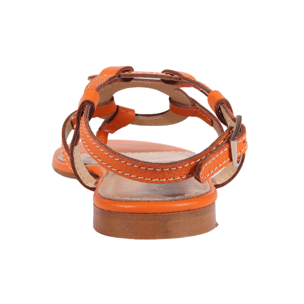 Ladies Italian Genuine Calf Leather Flat Sandal in Orange by Aliverti