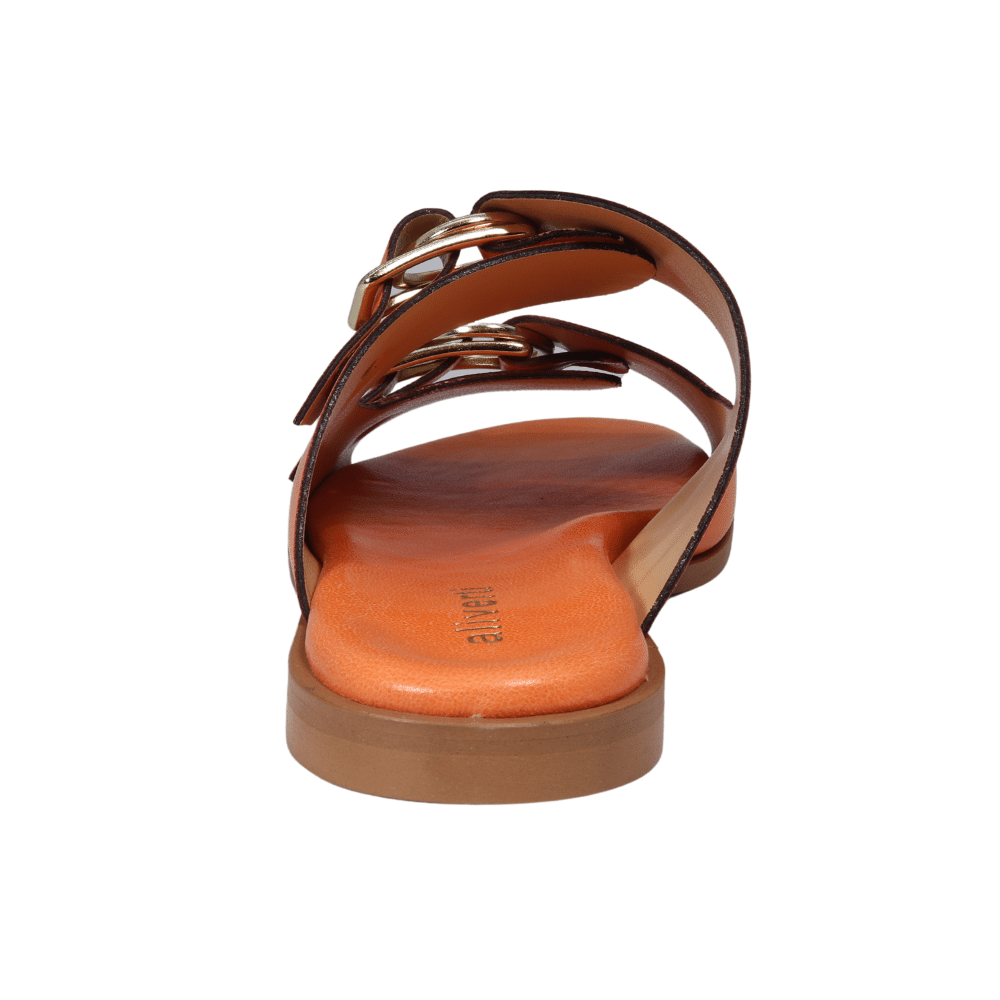 Ladies genuine leather Italian summer sandals in arancio/ orange made in Italy exclusively for Aliverti (LO20602ARA)