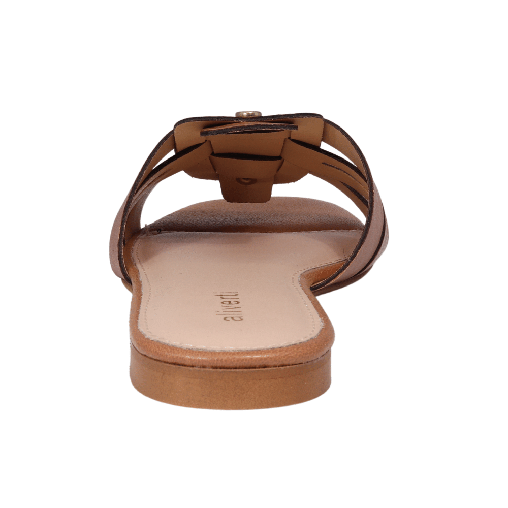 Ladies genuine leather Italian summer sandals in colonial brown made in Italy exclusively for Aliverti (LO21297COL)