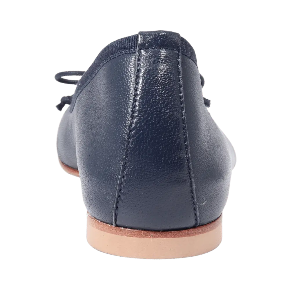 Ladies Genuine Leather Classic Ballerina Pump with Wedge Heel in Navy by Aliverti (AL485Z)