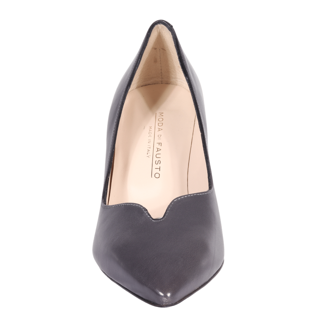 Ladies Genuine Leather Italian Made Classic Leather Court Heel in Grigio by Aliverti (AL57042)