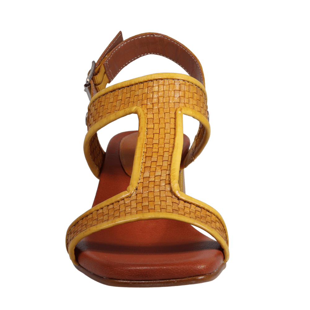 Ladies genuine leather block heel in yellow made exclusively for Aliverti (LUA13018GIA)