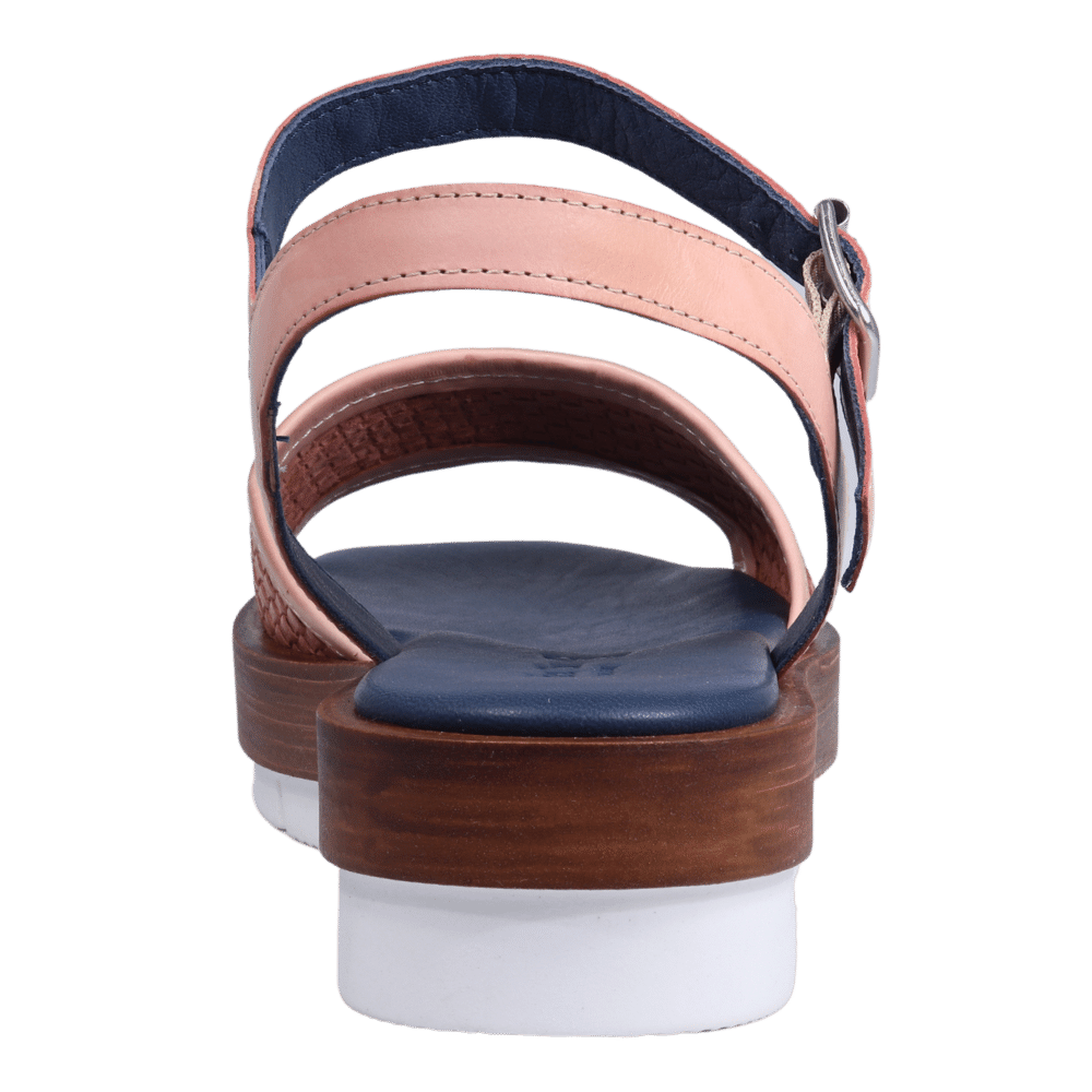 Ladies genuine leather strap sandals with rubber sole in rose made in Italy exclusively for Aliverti (LUA13030ROS)