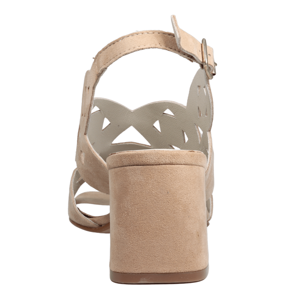 Ladies genuine suede leather block heel in natural with adjustable back strap made in Italy exclusively for Aliverti (LUA1806STER)