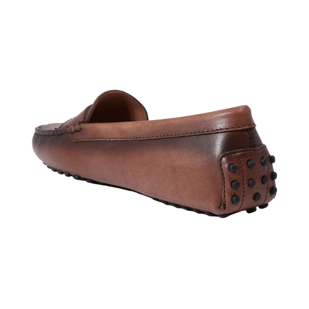 Ladies Driver Shoe - Leather Marrone - ALD040