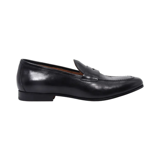 Men's Genuine Leather Classic Moccasin in Black by Aliverti (AC282)