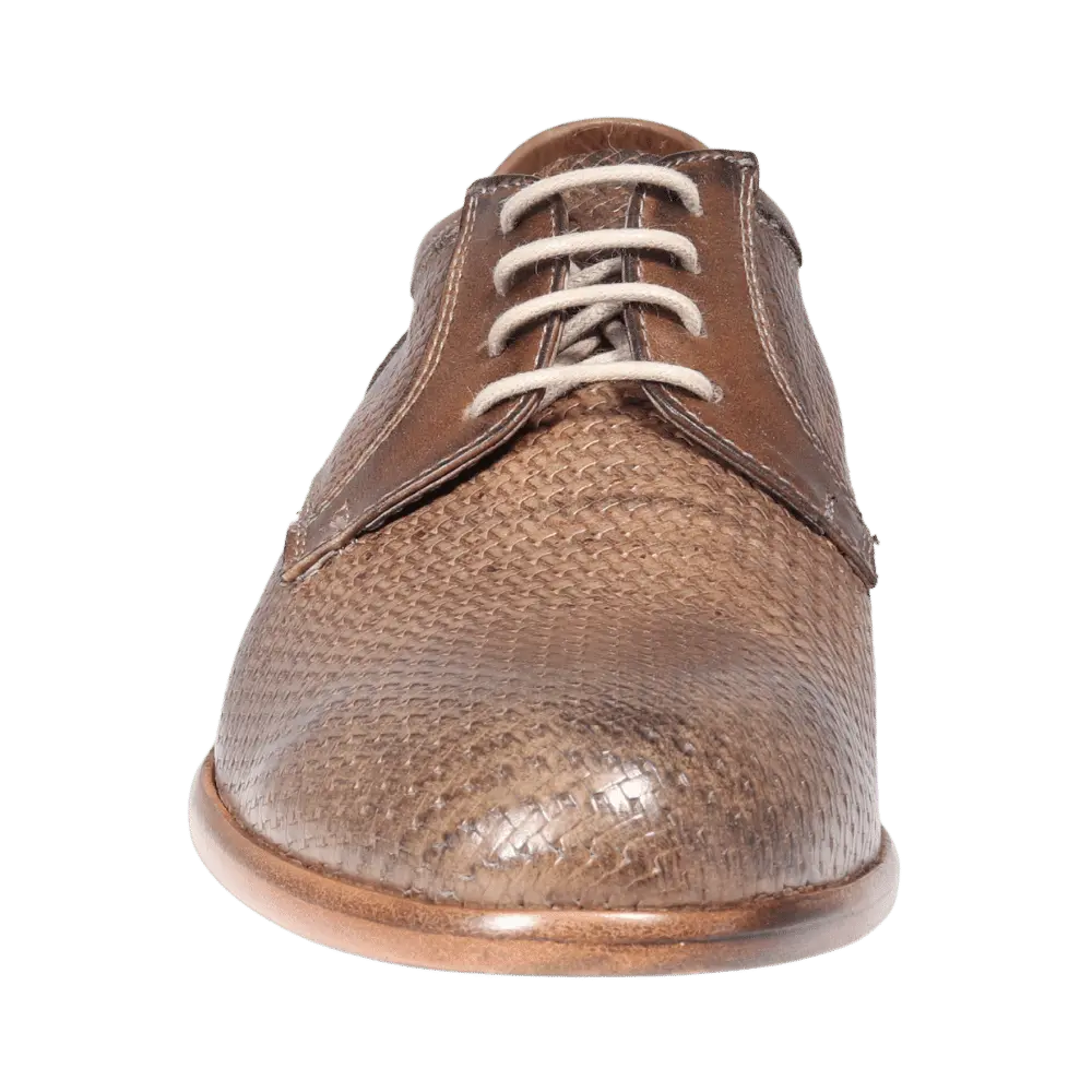 Ladies Derby Woven - Leather Taupe - Leather Sole - ALD318