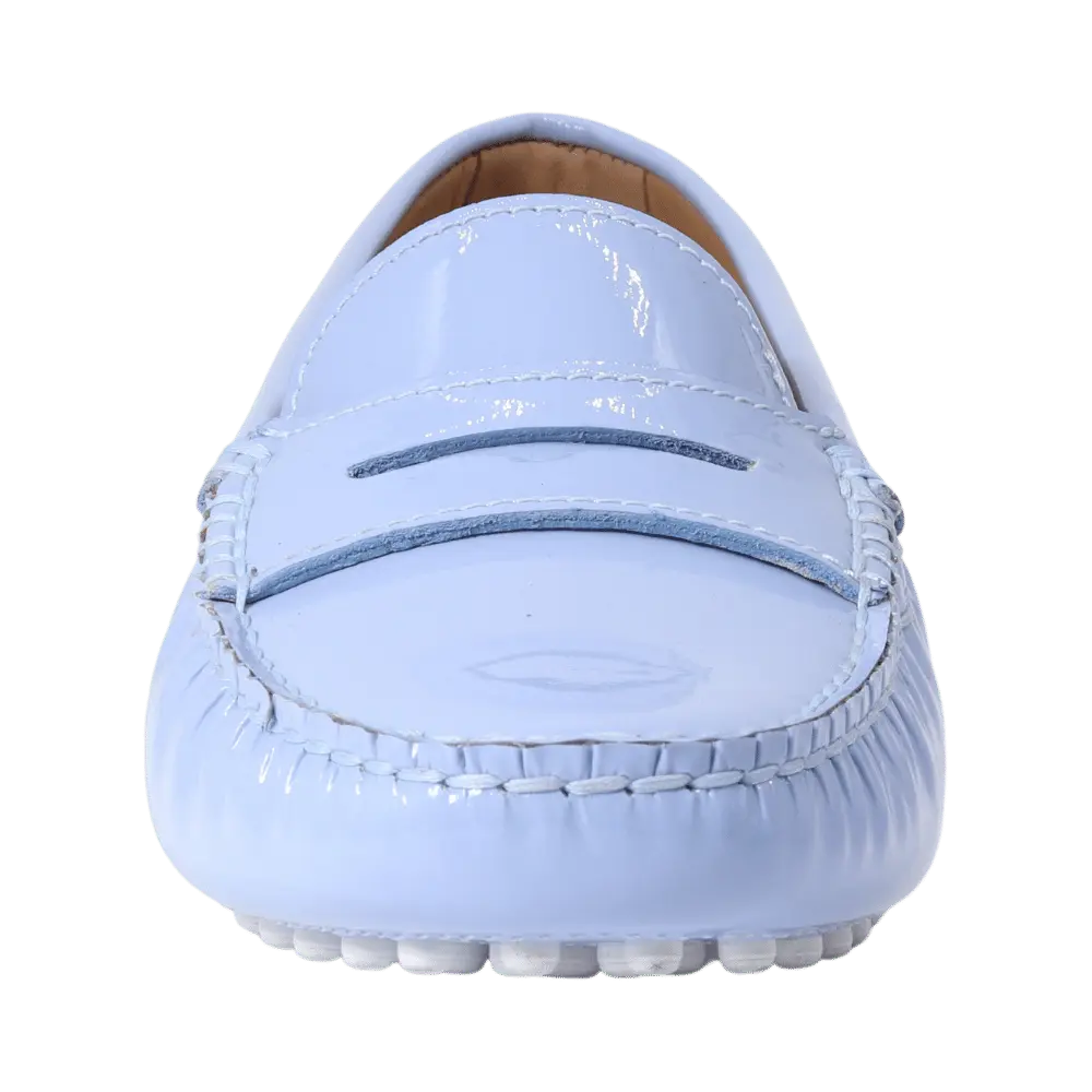 Leather Patent Driver Moccasin in Celeste (ALD040)