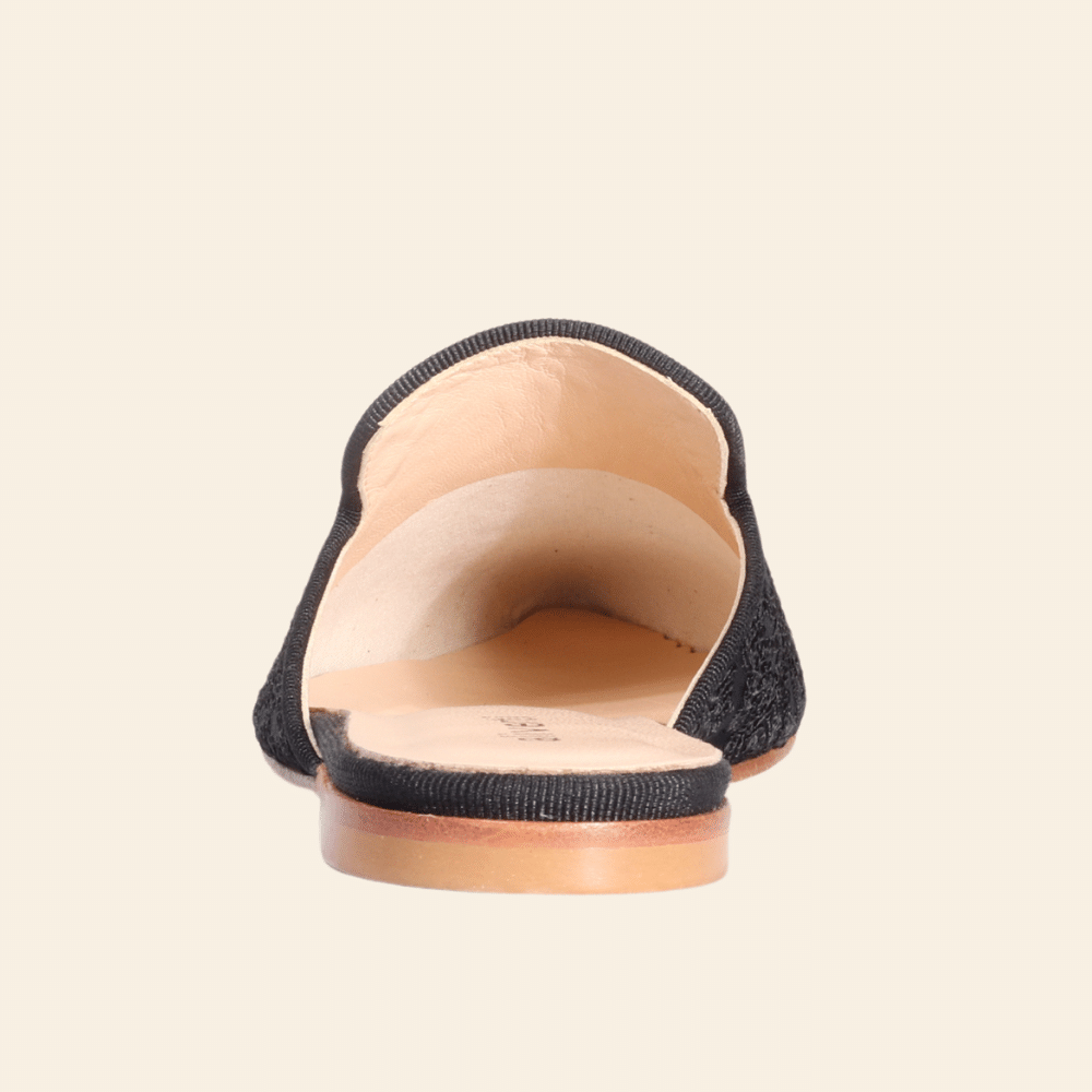 Ladies Italian Fabric Slip-Ons in Nero by Aliverti