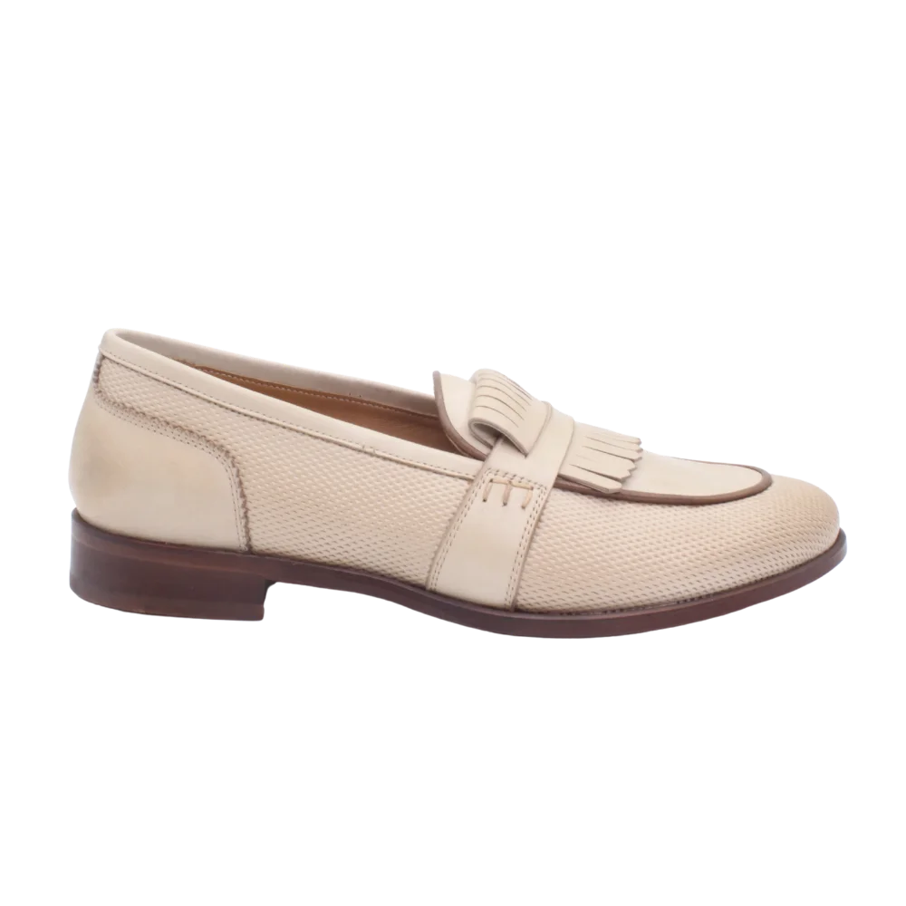 Handmade Italian Leather Moccasin in White Women Aliverti 10690