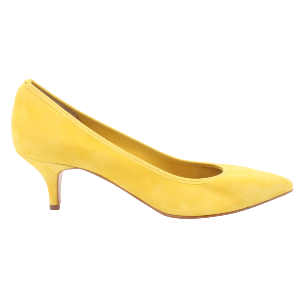 Handmade Italian Leather Court Heel in Yellow Women Aliverti 543