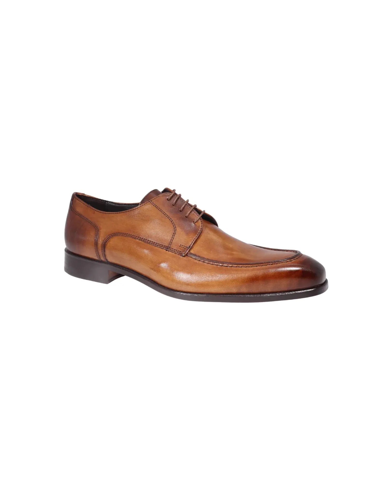 Men's genuine leather formal oxford shoe with hidden lacing system in toledo/ tan made in Italy exclusively for Aliverti (MF7317LTAN)