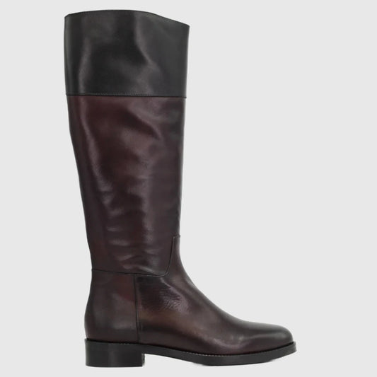 Shop Handmade Italian Leather two toned equestrian boot in burgundy and black (GC2060)   or browse our range of hand-made Italian shoes in leather or suede in-store at Aliverti Cape Town, or shop online. We deliver in South Africa & offer multiple payment plans as well as accept multiple safe & secure payment methods.