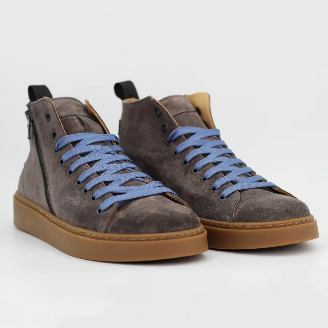 Shop Handmade Italian Leather Men's high top sneaker in calf leather suede grey (1066) or browse our range of hand-made Italian shoes in leather or suede in-store at Aliverti Cape Town, or shop online. We deliver in South Africa & offer multiple payment plans as well as accept multiple safe & secure payment methods.