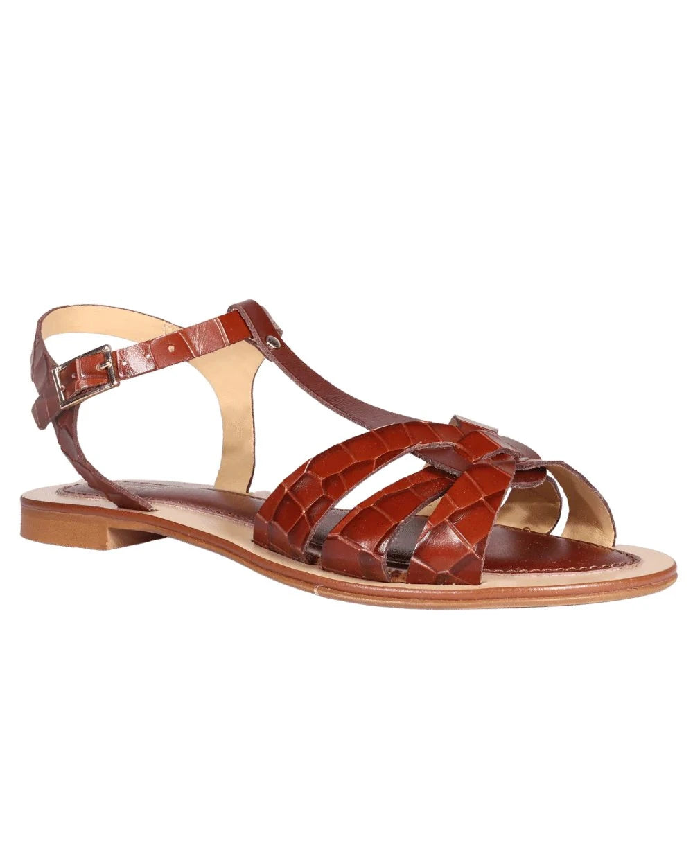 Ladies Croc Print Sandal Genuine Calf Leather Made in Italy.