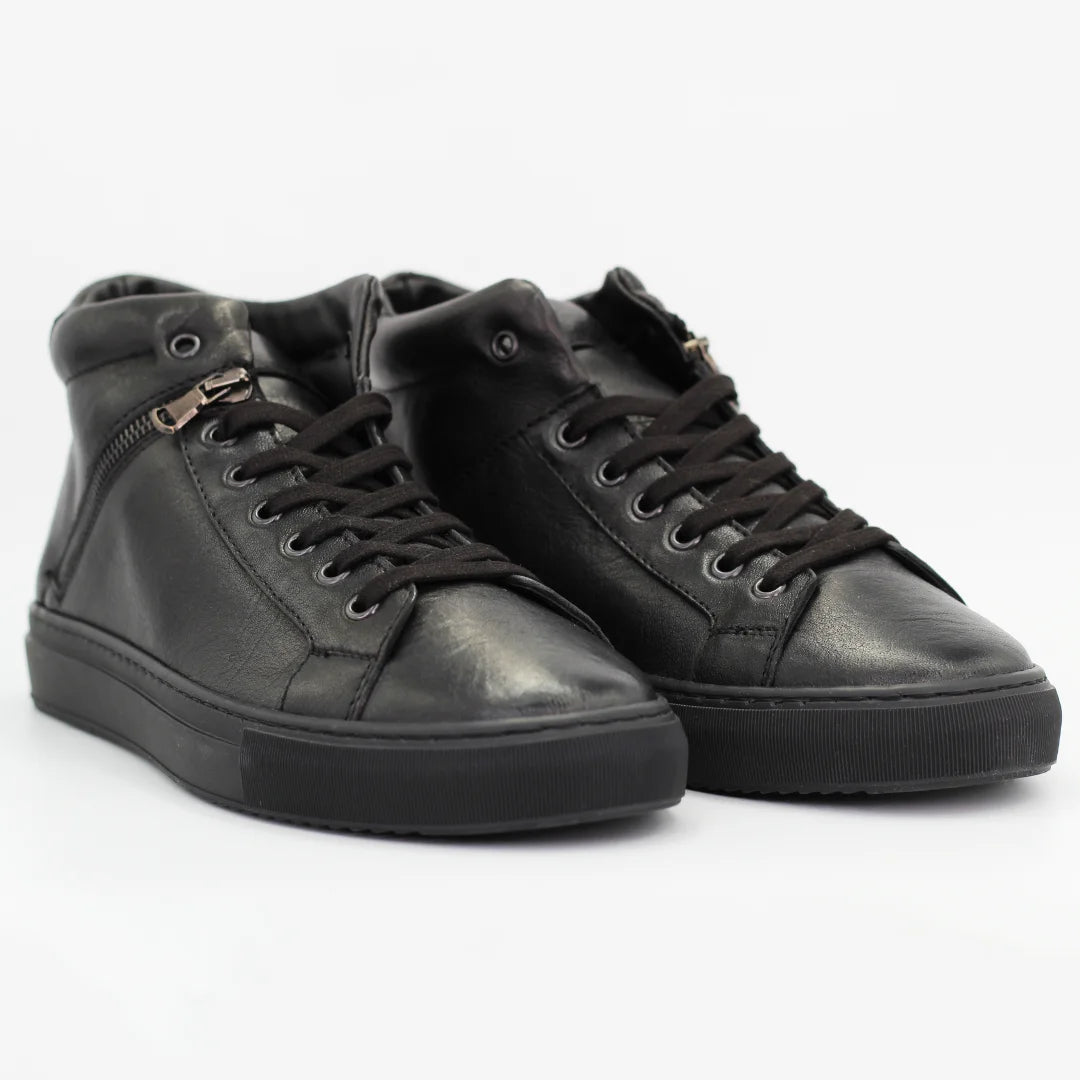 Shop Handmade Italian Leather men's high top sneaker in nero (1890) or browse our range of hand-made Italian shoes in leather or suede in-store at Aliverti Cape Town, or shop online. We deliver in South Africa & offer multiple payment plans as well as accept multiple safe & secure payment methods.