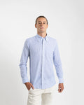 Fusaro Antonio Men's Lino Cotton Shirt in Striped Blue (CA22064)