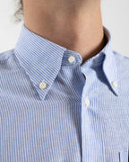 Fusaro Antonio Men's Lino Cotton Shirt in Striped Blue (CA22064)