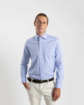 Fusaro Antonio Men's Regular Fit Cotton Shirt in Light Blue Fish Bone (CA22018 CA24006)