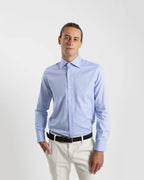 Fusaro Antonio Men's Regular Fit Cotton Shirt in Light Blue Fish Bone (CA22018 CA24006)