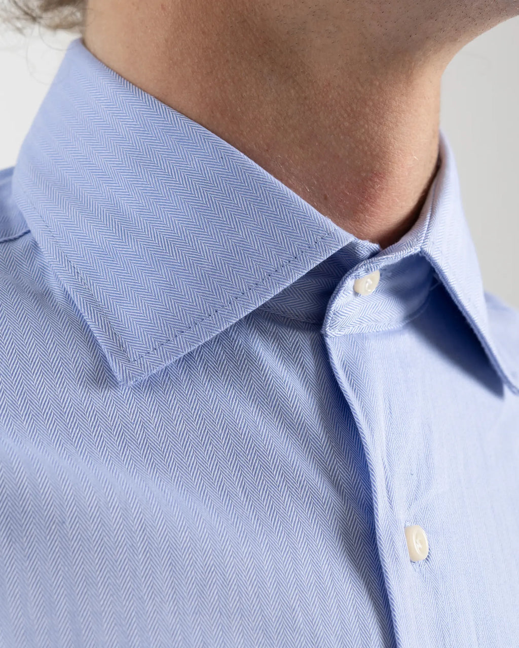 Fusaro Antonio Men's Regular Fit Cotton Shirt in Light Blue Fish Bone (CA22018 CA24006)