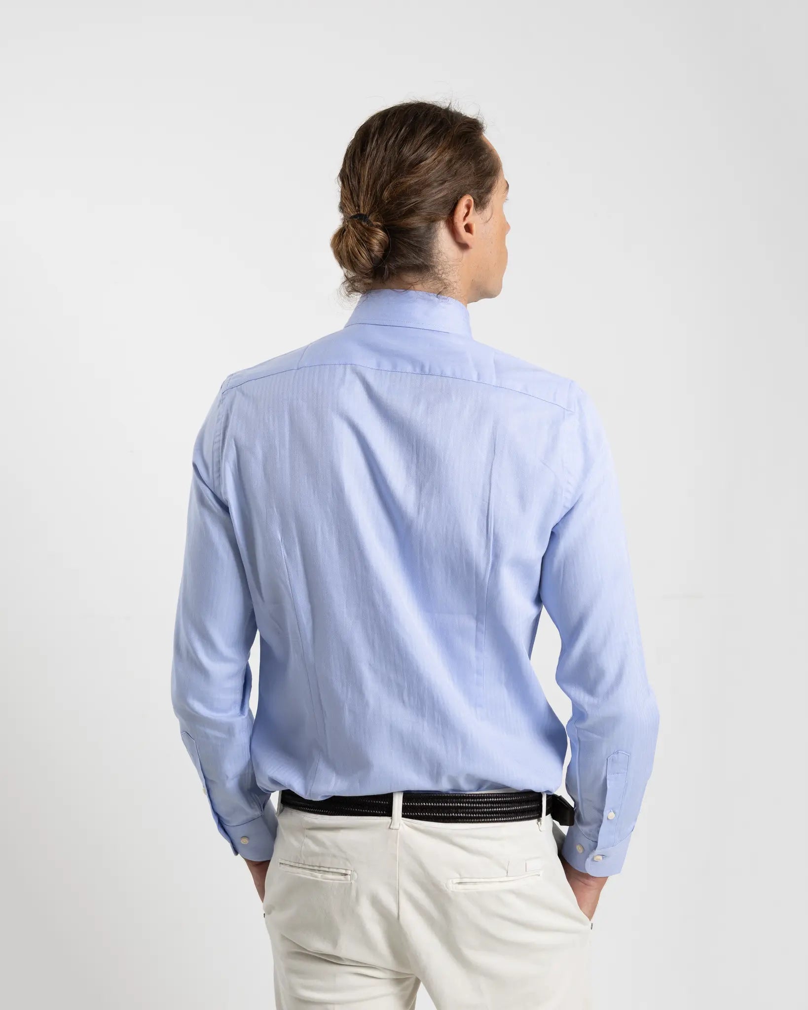 Fusaro Antonio Men's Regular Fit Cotton Shirt in Light Blue Fish Bone (CA22018 CA24006)