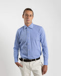 Fusaro Antonio Men's Cotton Shirt in Prince of Wales Blue and White (CA24006)