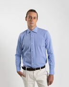 Fusaro Antonio Men's Cotton Shirt in Prince of Wales Blue and White (CA24006)