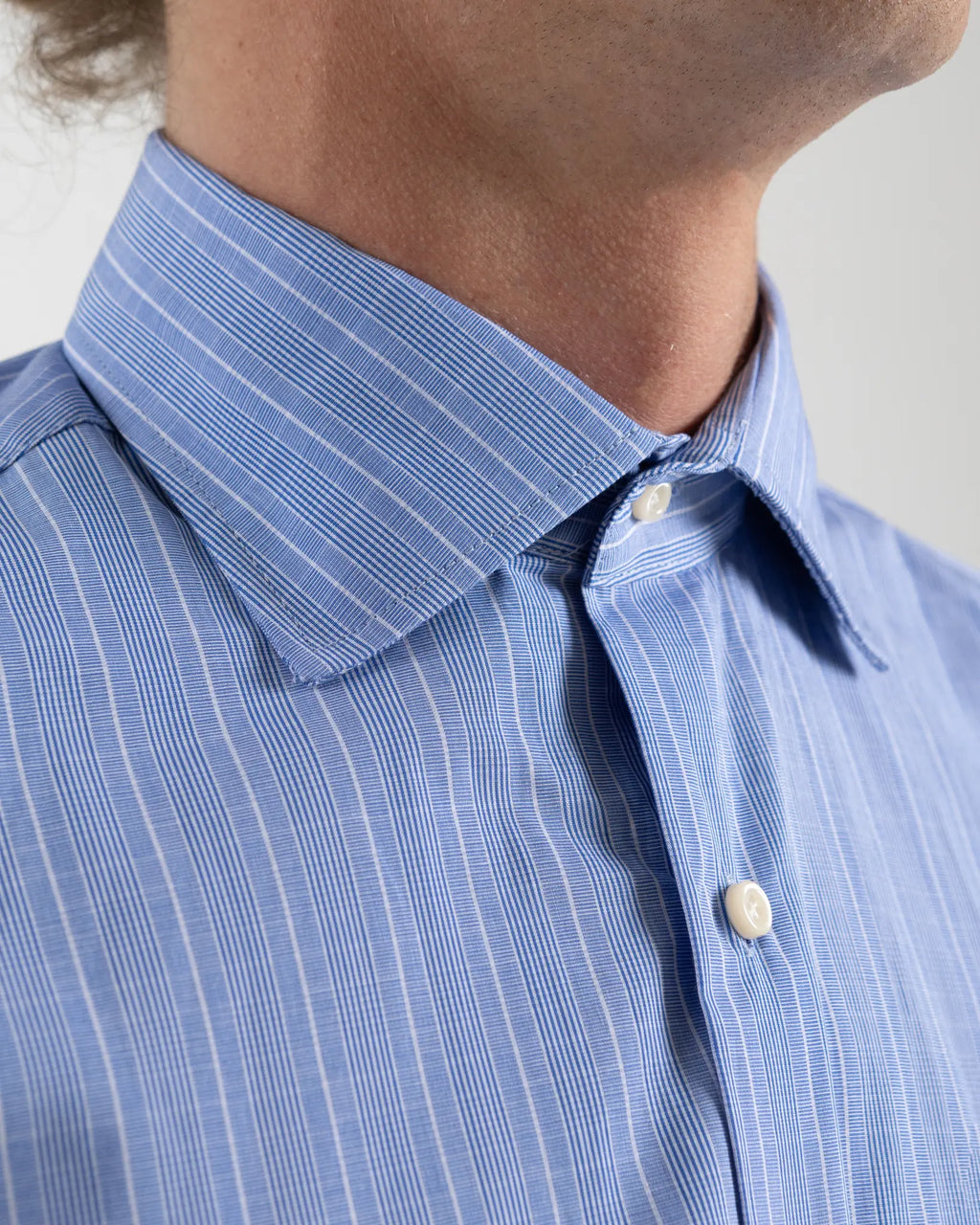 Fusaro Antonio Men's Cotton Shirt in Prince of Wales Blue and White (CA24006)