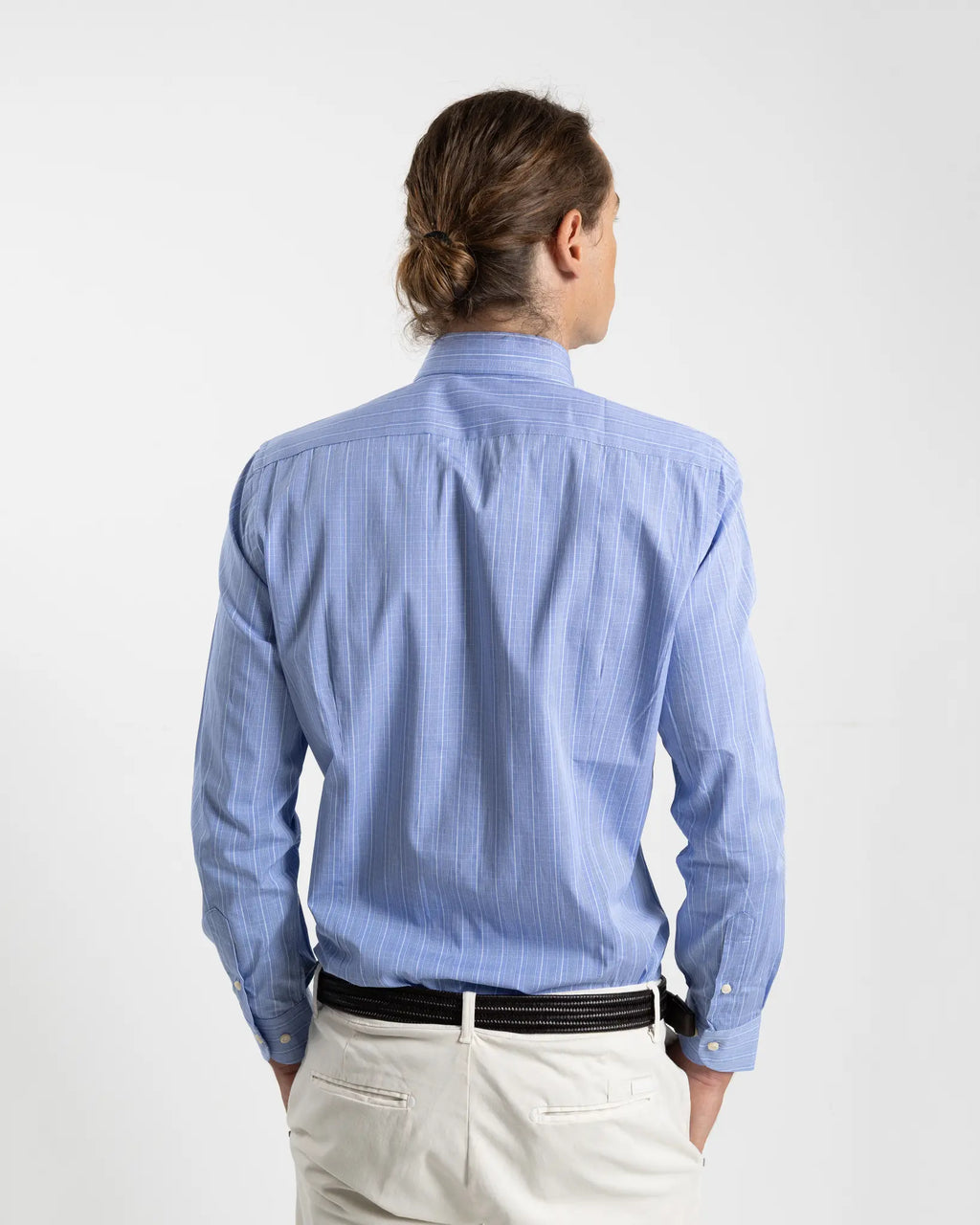 Fusaro Antonio Men's Cotton Shirt in Prince of Wales Blue and White (CA24006)