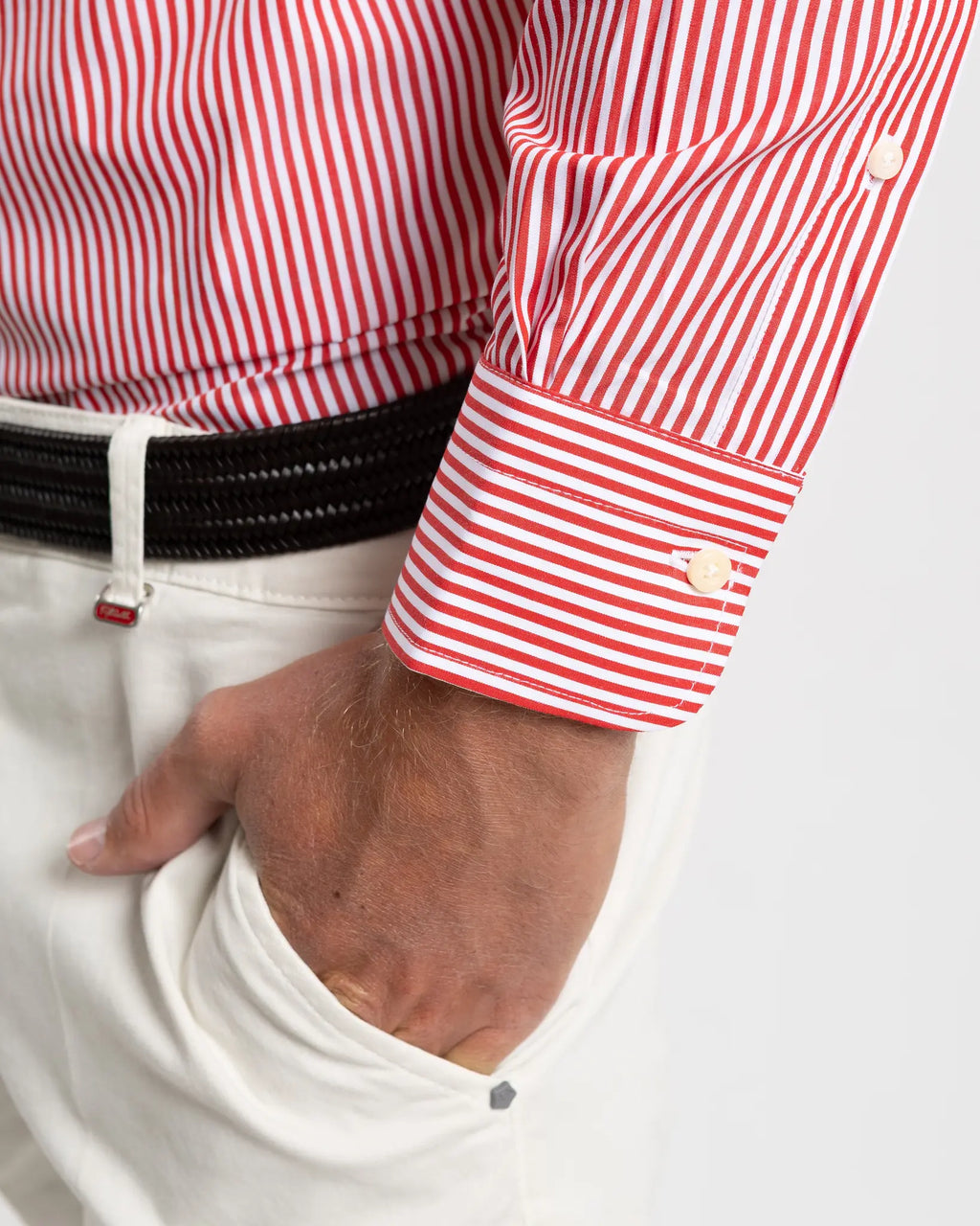 Fusaro Antonio Men's Regular Fit Cotton Shirt in Red Stripes (CA24006)