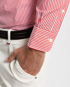 Fusaro Antonio Men's Regular Fit Cotton Shirt in Red Stripes (CA24006)