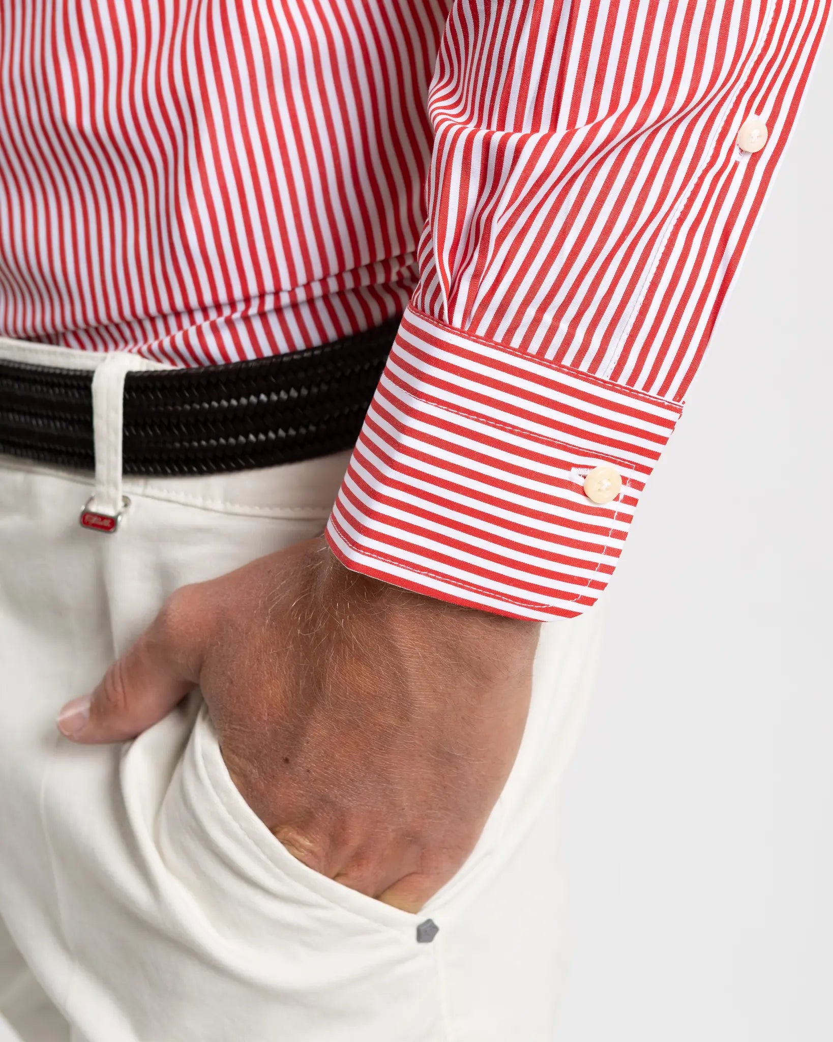 Fusaro Antonio Men's Regular Fit Cotton Shirt in Red Stripes (CA24006)