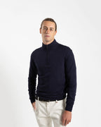 Fusaro Antonio Merino Wool Quarter Zip Jersey in Navy Blue (MA25020)