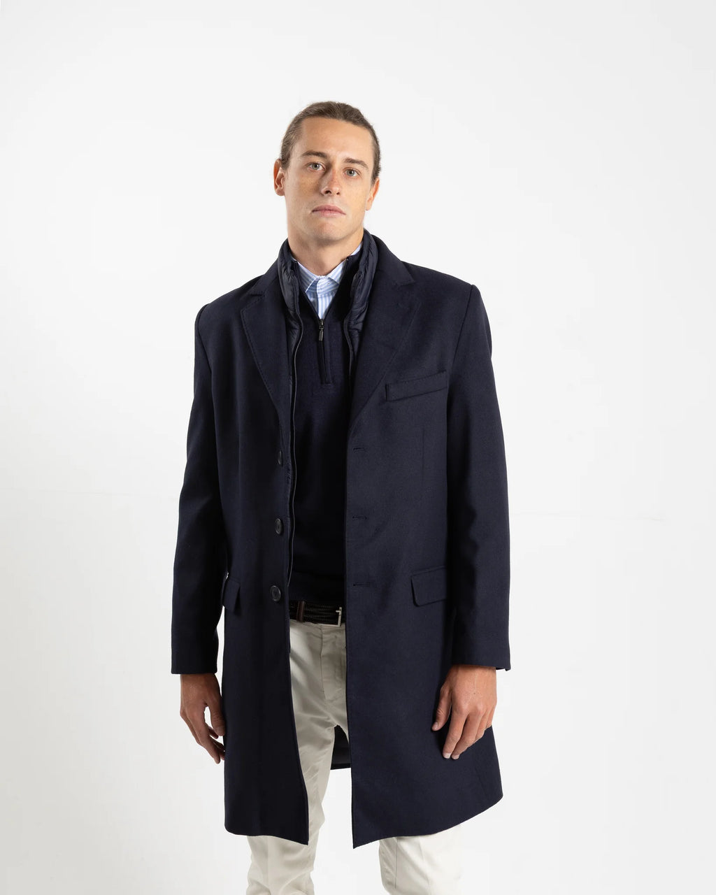 Fusaro Antonio Wool Overcoat in Navy Blue (CT21000)