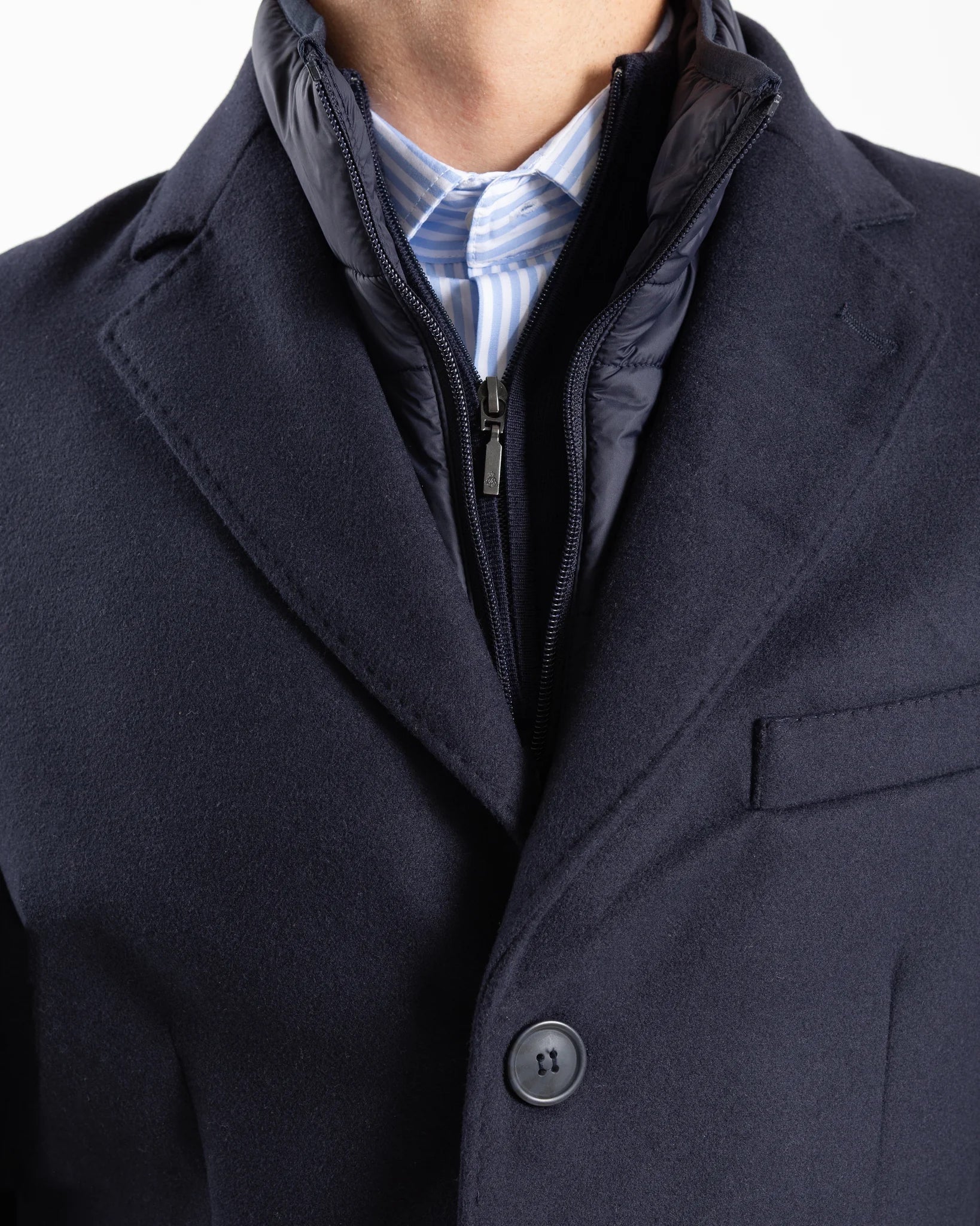 Fusaro Antonio Wool Overcoat in Navy Blue (CT21000)