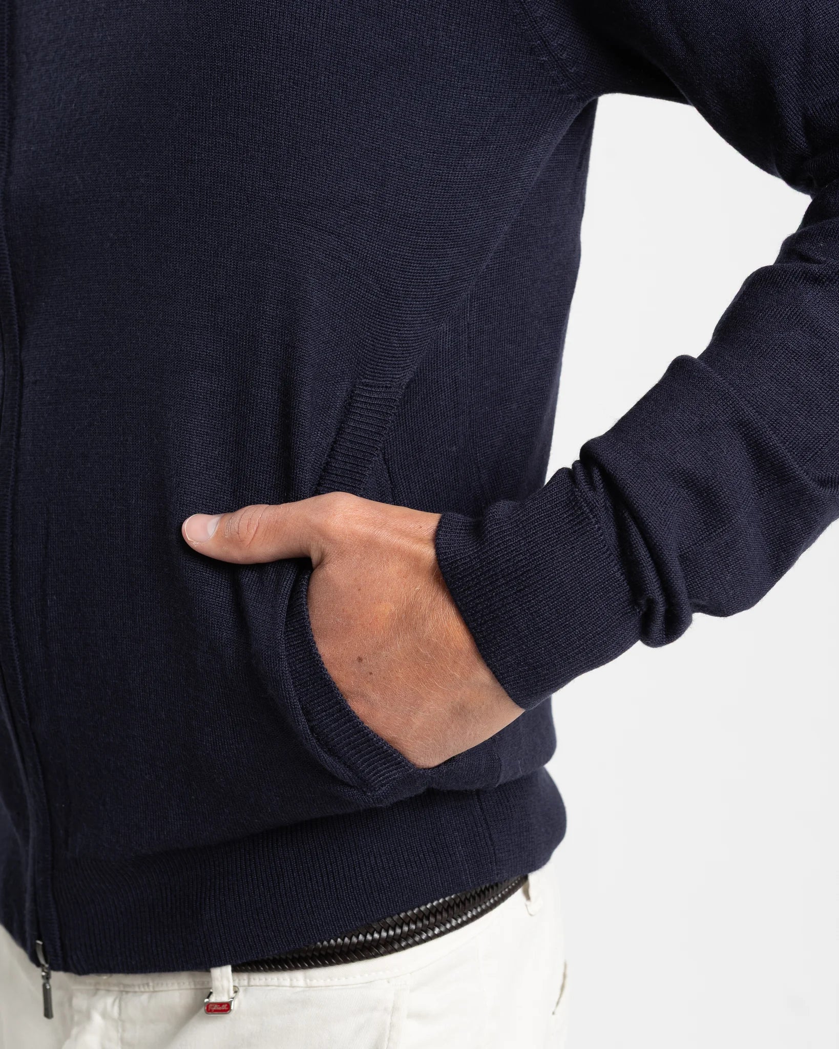 Shop Fusaro Antonio Full-Zip Fine Knit Cardigan in Navy Blue or browse our range of men's Italian clothing and shoes in leather in-store at Aliverti Cape Town, or shop online. We deliver in South Africa & offer multiple payment plans as well as accept multiple safe & secure payment methods.A light, smooth cardigan. Full-zip construction and stand collar, but in a fine merino knit that sits closer to the body and layers effortlessly under a coat. Two ribbed-trim side pockets add function without breaking the