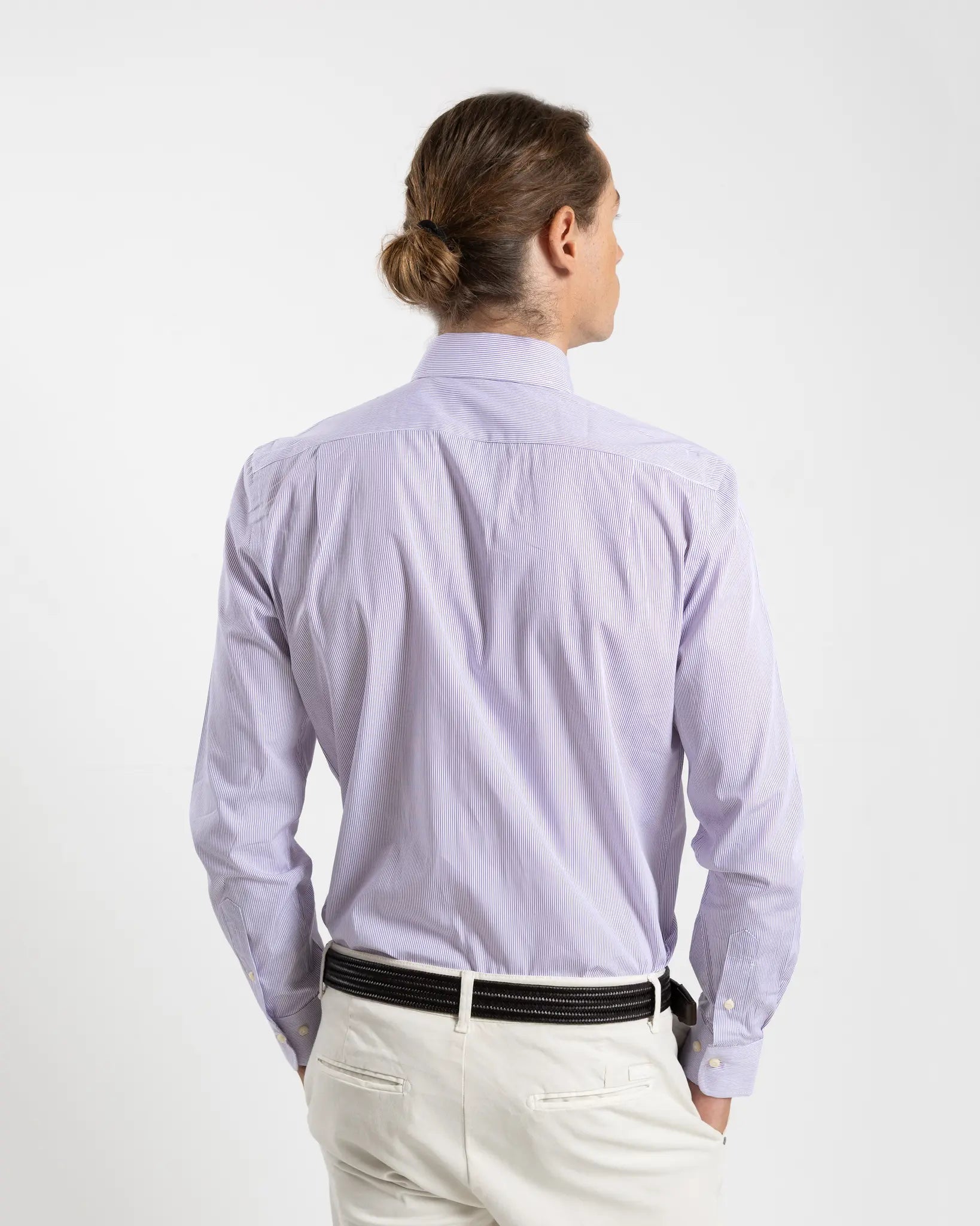Fusaro Antonio men's regular fit cotton shirt in purple stripes (CA25002-061-15)