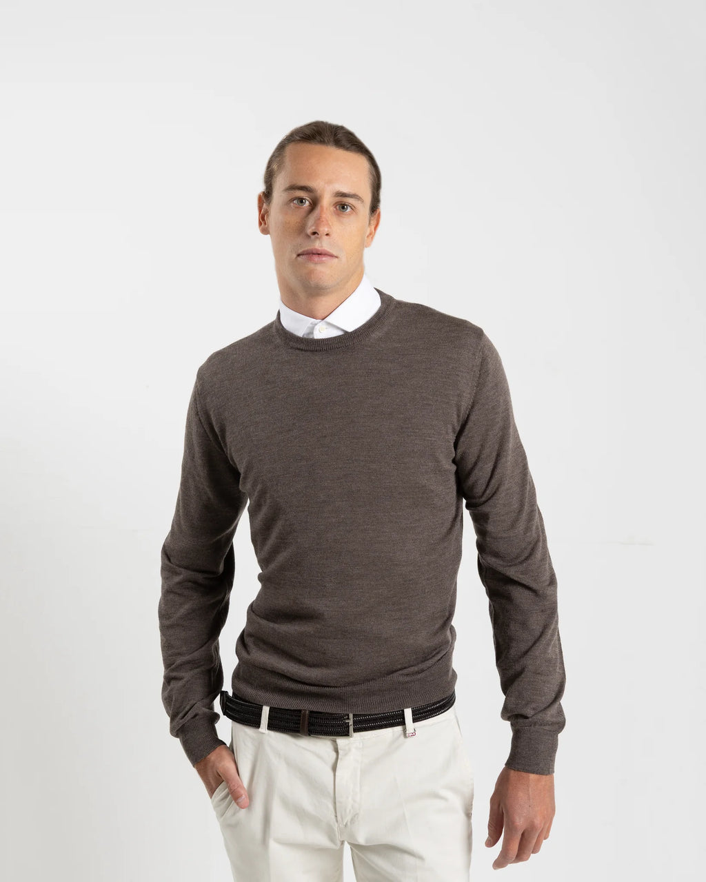 Vela Merino Wool Crew Neck in Brown (FR3035006)