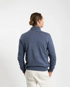 Fusaro Antonio Merino Wool Quarter Zip Jersey in Jeans Blue (MA25020)