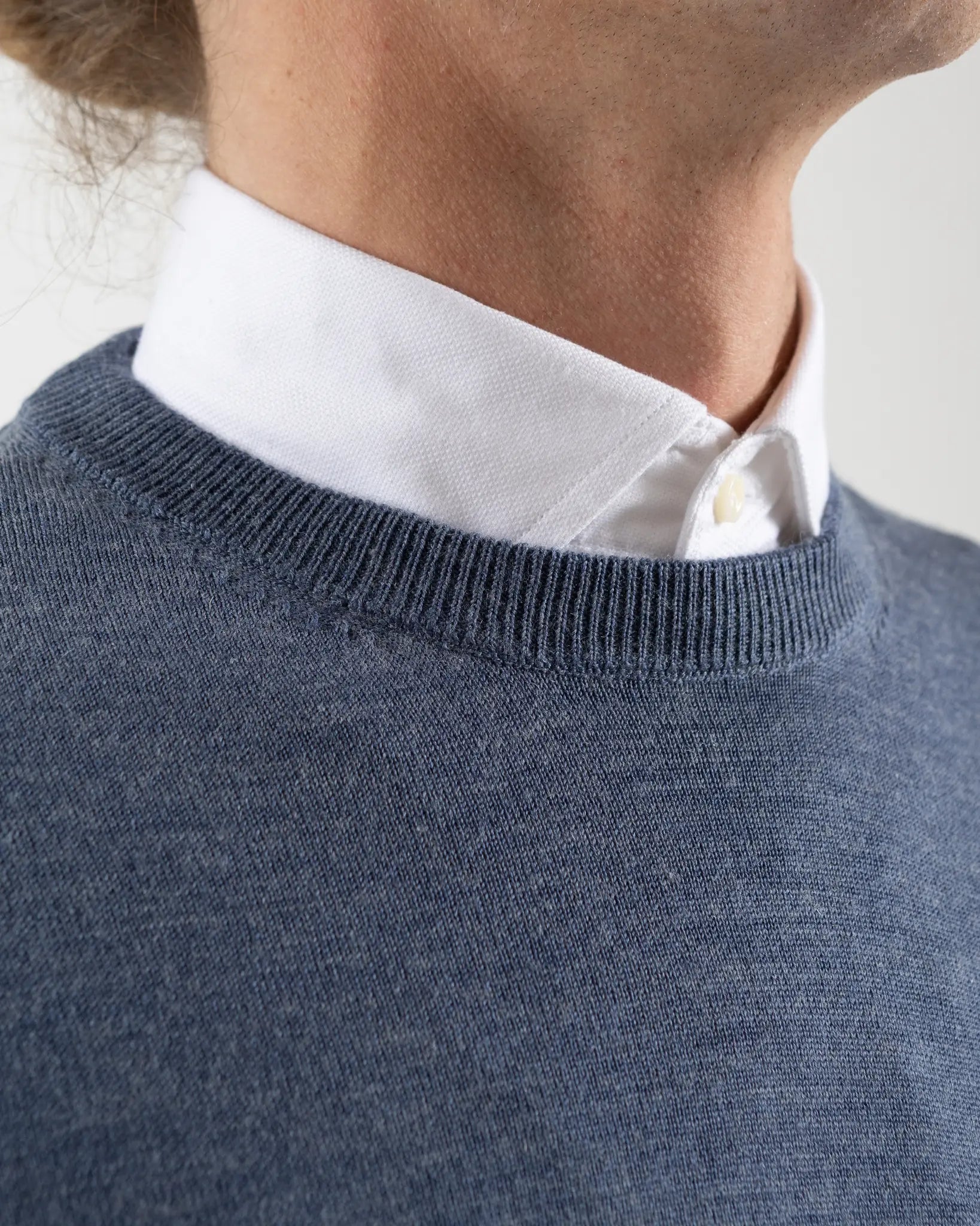 Fusaro Antonio Merino Crew Neck Jersey  in Jeans Blue (MA25018)