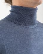Fusaro Antonio Men's Merino Wool Turtle Neck in Jeans Blue (MA25019)