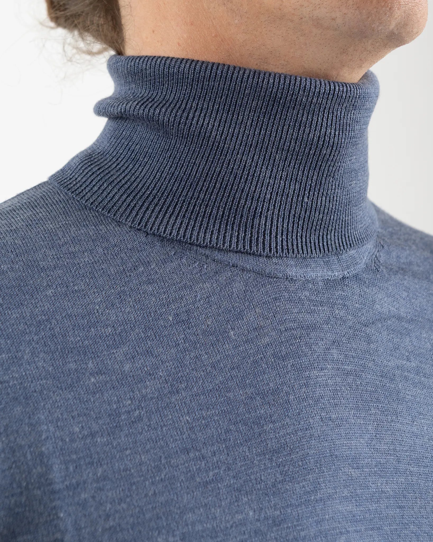 Fusaro Antonio Men's Merino Wool Turtle Neck in Jeans Blue (MA25019)