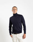 Fusaro Antonio Men's Merino Wool Turtle Neck in Navy Blue (MA23046)