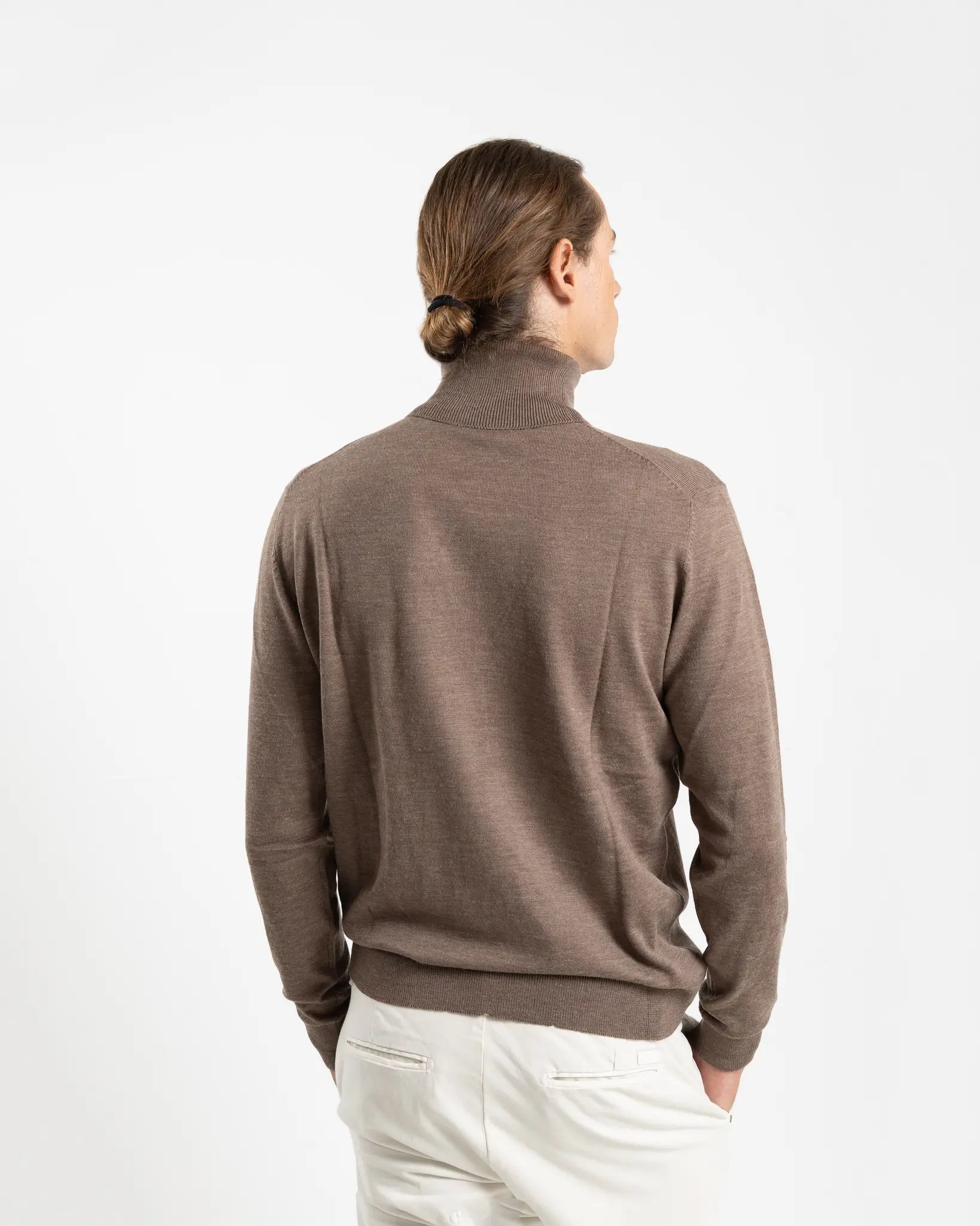 Fusaro Antonio Men's Merino Wool Turtle Neck in Beige(MA23046)