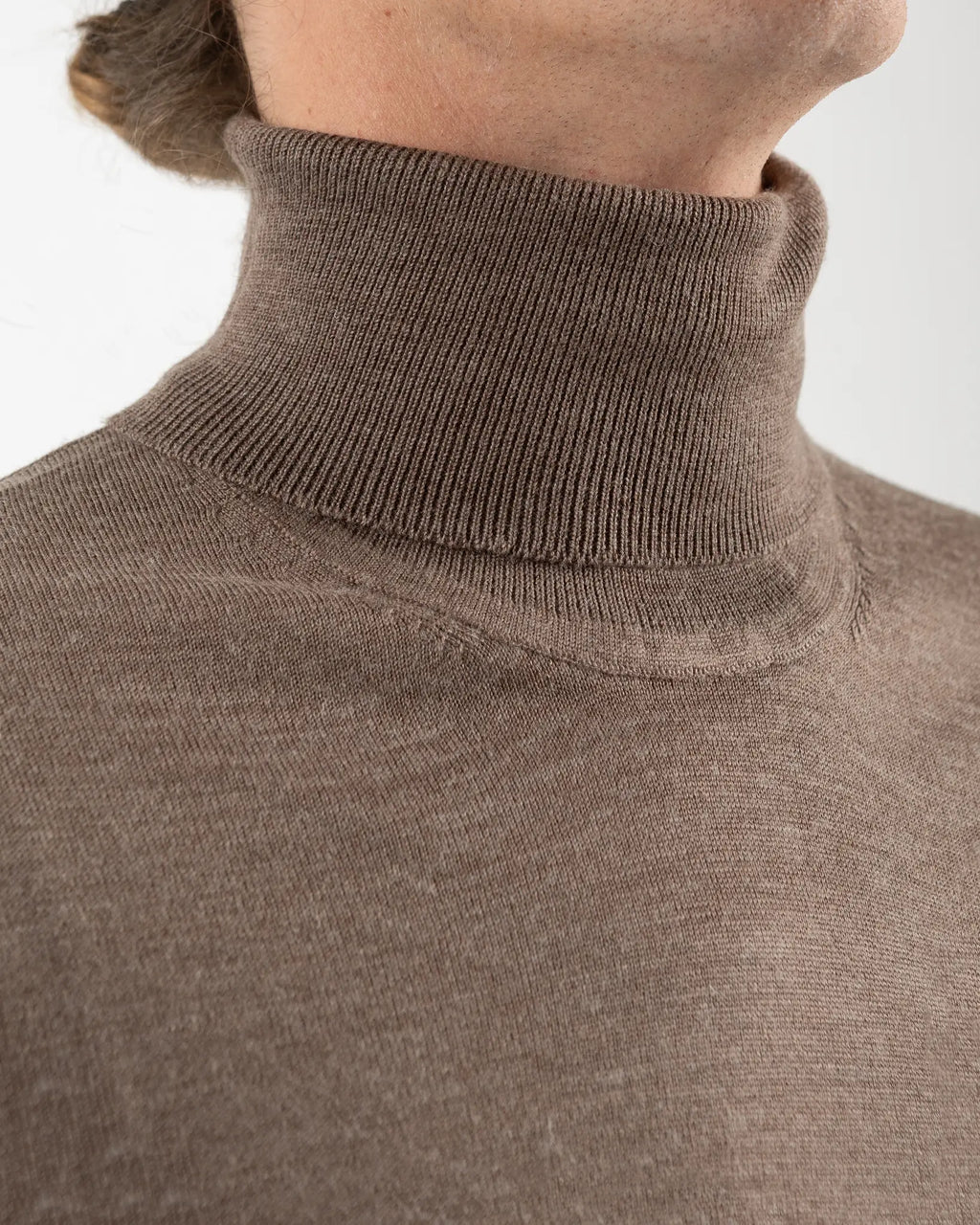 Fusaro Antonio Men's Merino Wool Turtle Neck in Beige(MA23046)