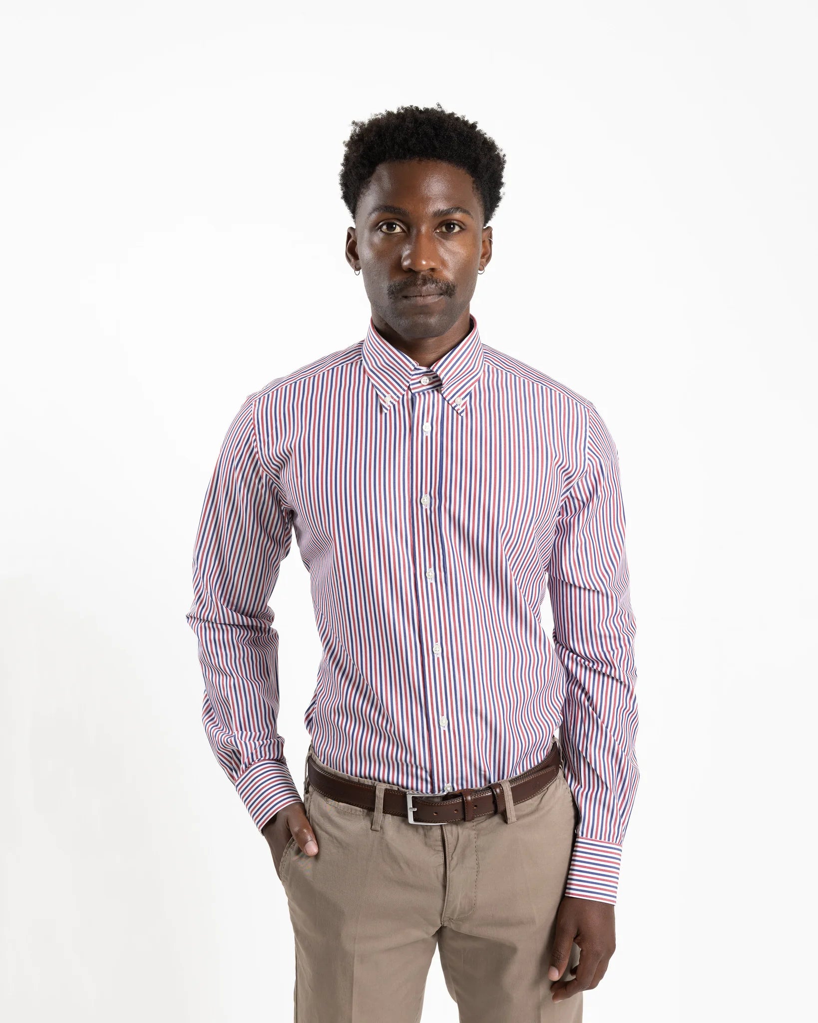 Shop Bianco Oro Men's Cotton Shirt in Red & Blue Stripe or browse our range of men's Italian clothing and shoes in leather in-store at Aliverti Cape Town, or shop online. We deliver in South Africa & offer multiple payment plans as well as accept multiple safe & secure payment methods.